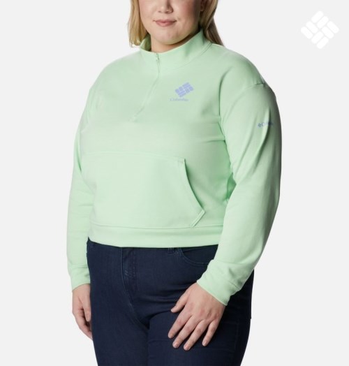 Women's Columbia Trek French Terry Half Zip Sweatshirts Mint | Plus Size CA-X3851